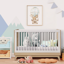 Ver mais imagens de Berço Americano de Bebê 2 em 1 Linha Petit Branco com Carvalho - Quater