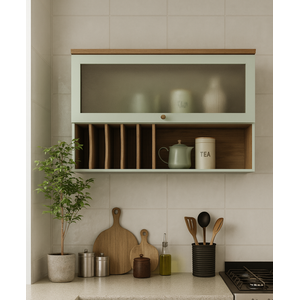 Armário Aéreo Para Cozinha com Porta de Vidro Provençal Iluminata