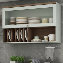 Armário Aéreo Para Cozinha com Porta de Vidro Provençal Iluminata  - 1