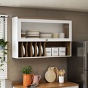 Ver imagem 1 de Armário Aéreo para Cozinha com Porta de Vidro Provençal Iluminata Branco/Fosco