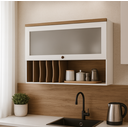 Ver imagem 1 de Armário Aéreo Para Cozinha com Porta de Vidro Provençal Iluminata 