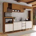 Ver imagem 1 de Cozinha Completa Venaly 13 Portas 2 Gavetas com Vidro Cinamomo/Off White - Henn