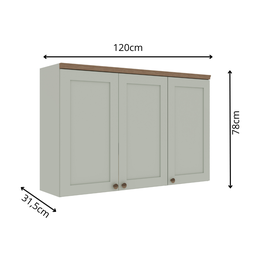 Armário Aéreo Para Cozinha 3 Portas Provençais - 3