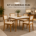 Ver imagem 2 de Kit 4 Cadeiras de Jantar Rubi Estofadas em Linho Cinza Madeira Maciça Encosto em Tela