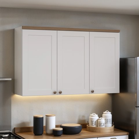 Armário Aéreo Para Cozinha 3 Portas Provençais Iluminata 