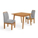 Ver imagem 2 de Conjunto Mesa de Jantar 90x90 Mdf e 2 Cadeiras Blend Linho - Cinza Claro