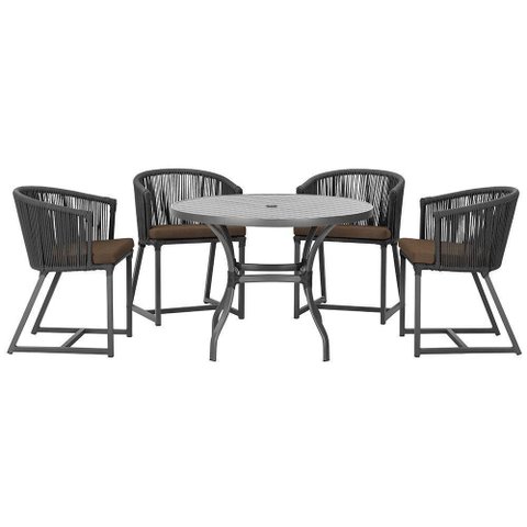 Mesa com 4 Cadeiras e Noronha Estofado 9 Trama Original Preto