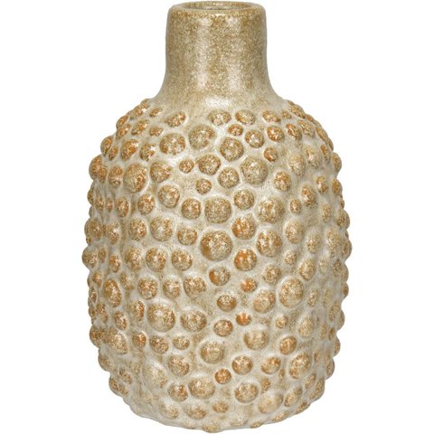 Vaso Decorativo de Cerâmica Bege 15x10x10cm Enfeite Sala Mesa Estante Aparador