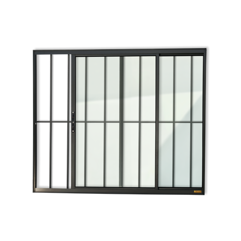Janela Alumínio Confort 2F.c/Grade 100 x 120 V.Liso Preto Brimak