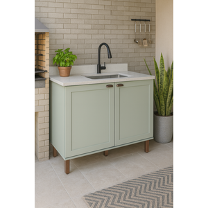 Balcão Para Cozinha 2 Portas Provençais sem Tampo Iluminata 