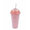 Copo Decorativo Rosa Com Bolinhas Brancas 400ml - 1