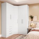 Ver imagem 1 de Guarda Roupas Modulado de Canto Diagonal 3 Peças com 5 Portas e 4 Gavetas Alpes Luciane Móveis