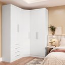 Ver imagem 2 de Guarda Roupas Modulado de Canto Diagonal 3 Peças com 5 Portas e 4 Gavetas Alpes Luciane Móveis