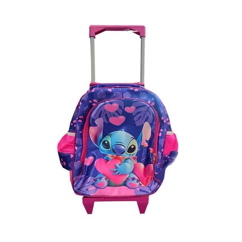Mochila Escolar Infantil com Rodinhas Baby Stitch Roxo - Gv Bolsas