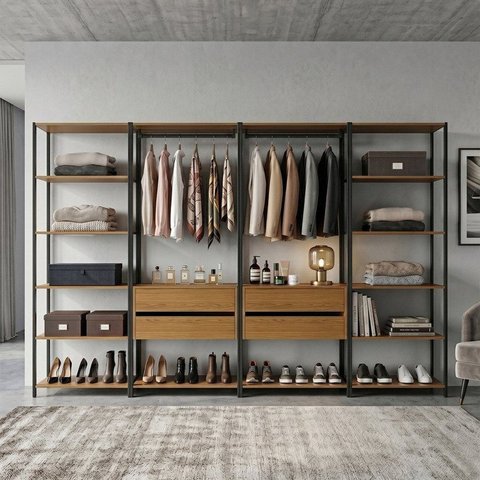 Guarda-Roupas Closet Mod Siena 264cm 4 Gavetas 2 Cabideiros e 12 Prateleiras Yescasa