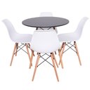 Ver imagem 1 de Kit 4 Cadeiras Eiffel Brancas + Mesa Redonda 70cm Preto