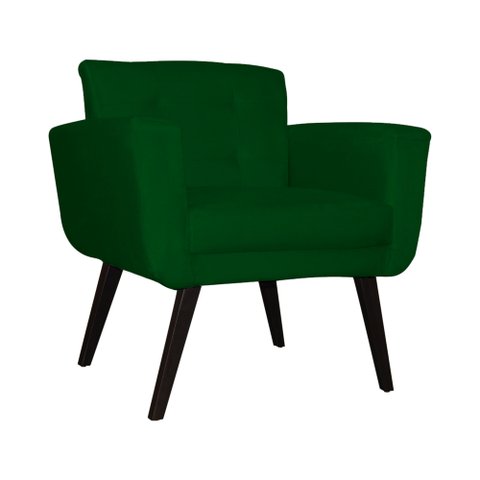 Poltrona Decorativa Geovana Suede Verde Pés Madeira Ms Decor