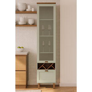 Balcão Cristaleira Para Cozinha com Porta de Vidro Provençal Iluminata