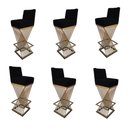 Ver imagem 1 de Kit 06 Banquetas Luma Base de Ferro Sued Preto - D'classe Decor