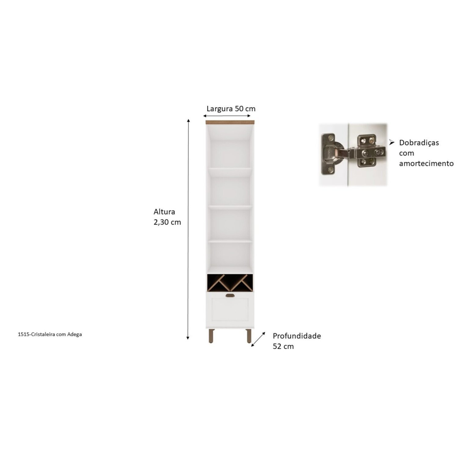 Balcão Cristaleira Para Cozinha 2 Portas de Vidro Provençal Iluminata  - 4