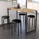 Ver imagem 1 de Conjunto Mesa de Cozinha Prattica Industrial 120cm com 4 Banquetas F02 Nature/Preto - Mpozenato
