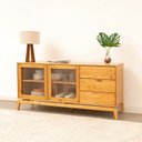 Ver imagem 2 de Buffet Aparador 2 Portas Vidro Canelado 3 Gavetas Madeira Maciça Seiva CabeCasa MadeiraOriginals