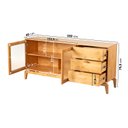 Ver imagem 3 de Buffet Aparador 2 Portas Vidro Canelado 3 Gavetas Madeira Maciça Seiva CabeCasa MadeiraOriginals