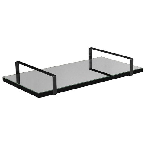 Bandeja Espelhada 25x50cm Borda Infinita Alça Preta