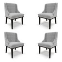 Ver imagem 1 de Kit 4 Cadeiras Decorativas Sala de Jantar Base Fixa de Madeira Firenze Suede Cinza/Preto G19 - Gran