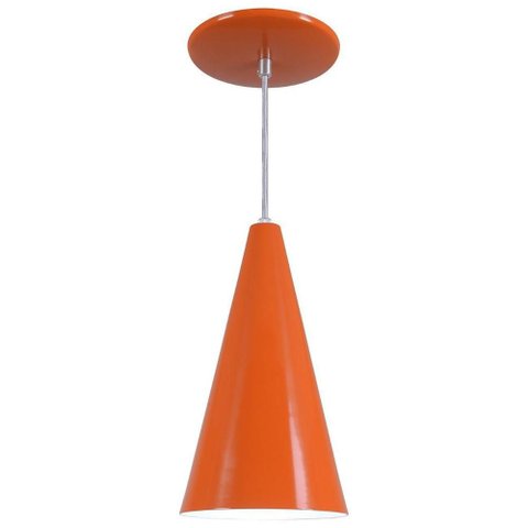 Pendente Cone Luminária Lustre Alumínio Laranja