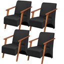 Ver imagem 1 de Kit 4 Poltronas Venus 1 Lugar Braço Madeira Maciça Tecido Suede Unidecor Preto