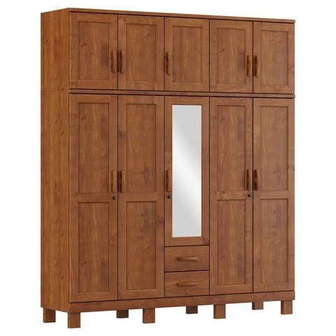 Guarda Roupa 10 Portas 2 Gavetas com Espelho Cobre Imbuia - Fn