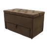 Puff Baú Gaveta (sapateiro Infantil) 70x50x45cm na Cor Marrom Tecido Veludo Liso - 1