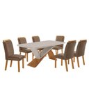 Ver imagem 2 de Conjunto Sala de Jantar Mesa Texas Tampo 180cm Canto Copo de MDF/Vidro e 6 Cad Athenas