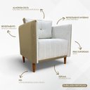 Ver imagem 3 de Poltrona Decorativa para Sala Recepção Consultório Aviv Luxo Corino e Linho
