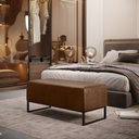 Ver imagem 2 de Kit 02 Puff Decorativo Para Sala de Estar Cléo W01 Base de Ferro 90cm Couríssimo Marrom - Lyam