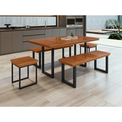 Conjunto para Área Gourmet 6 Lugares 1,60x0,90m - Capri - Paonanda Decor