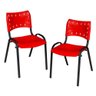 Kit 6 Cadeiras Iso Fixa Plástico Empilhável Aço Tubo Oblongo Cor Vermelho-iso - 3