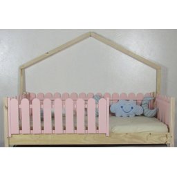 Cama Infantil Solteiro Base Moldura Colorida Madeira Maciça Pinus Grade Cercadinho - 1