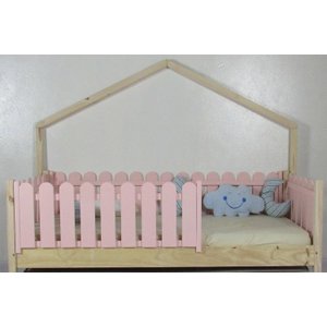 Cama Infantil Solteiro Base Moldura Colorida Madeira Maciça Pinus Grade Cercadinho