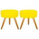 Ver imagem 1 de Kit 02 Puffs Redondo Suede Amarelo Pés Palito
