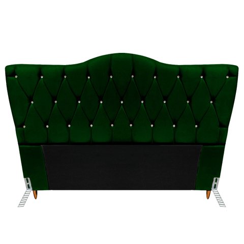 Cabeceira Cama Box de Casal Quarto Estofada Barcelona 140cm:suede Verde Musgo