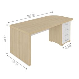 Mesa de Escritório Liverpool Carvalho Branco - 2