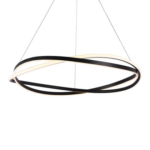 Lustre Pendente Nordecor Euni Odi 2875 80cm Preto Led Bivolt