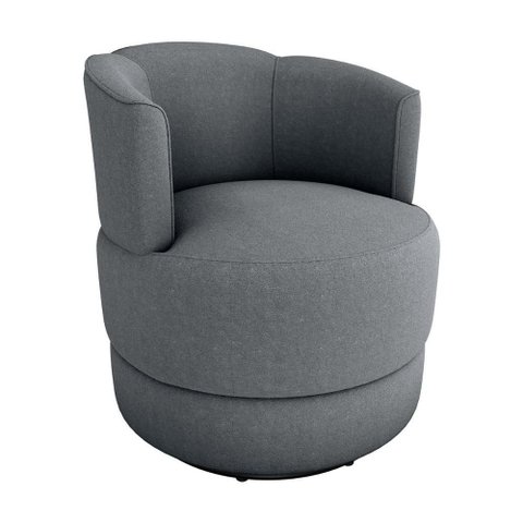 Poltrona Decorativa Giratória Base de Ferro Marselha Boucle Cinza Matrix
