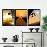 Kit 3 Quadros Decorativos Alpinismo Escalada 33x24cm - com Vidro:madeira Branca - 2