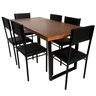 Conjunto de Mesa Jantar 160x80 Ibiza com 6 Cadeiras Marrom - Preto - 1