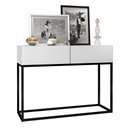 Ver imagem 2 de Buffet Aparador Pequeno Eros 90cm 2 Gavetas Modernas com Pé de Metal Preto Estilo Industrial Branco