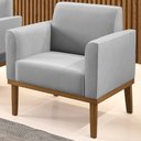 Ver imagem 2 de Poltrona Decorativa Base Madeira Castanho Maressa Suede Cinza - Ibiza