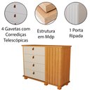Ver imagem 2 de Cômoda Alta 4 Gavetas 1 Porta Ripada Thamirez Naturale/Off White